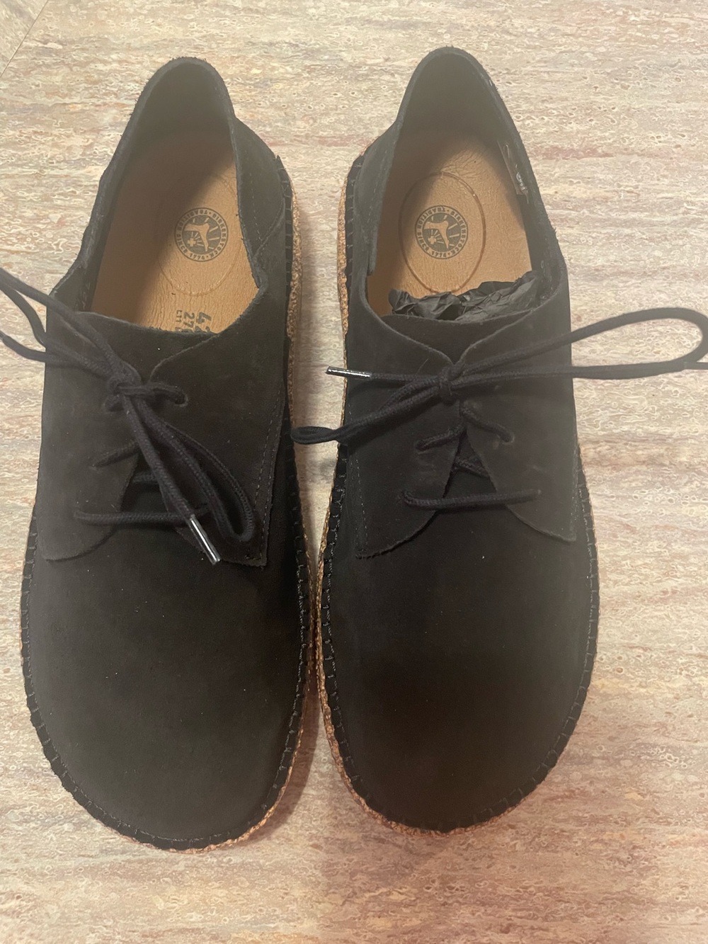 Birkenstock, Gary Black Suede Shoe men's size 9, ladies size 11, Eu size42 NIB